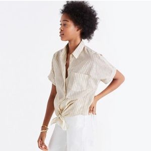 Madewell Short Sleeve Tie-Front in Irene Stripe